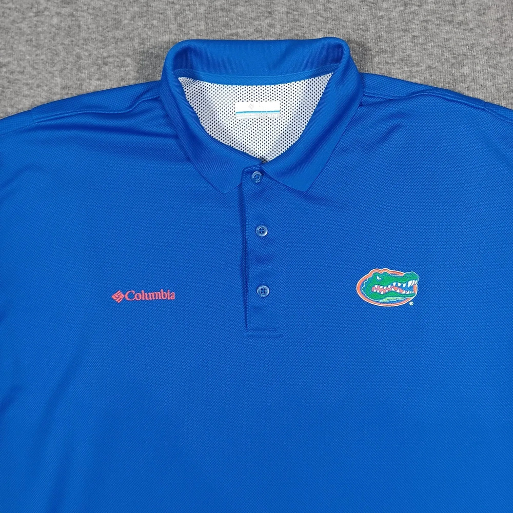 Florida Gators Polo Shirt Mens XL Blue NCAA Basketball Columbia PFG Omni Shade